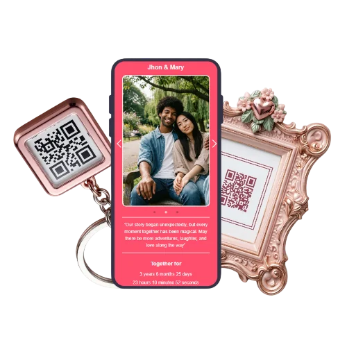 Digital love gift with QR Code for couples